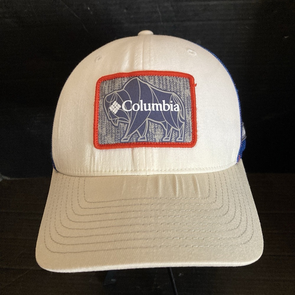 Columbia Buffalo Patch Outdoor Adjustable Trucker Mesh Hat , SnapBack , White